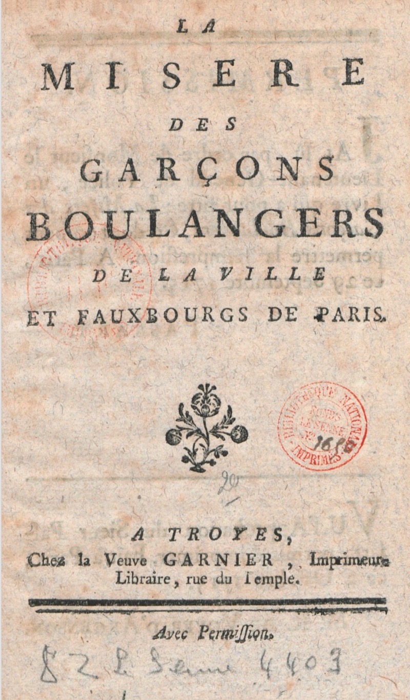 La misère des Garçons Boulangers à Paris
