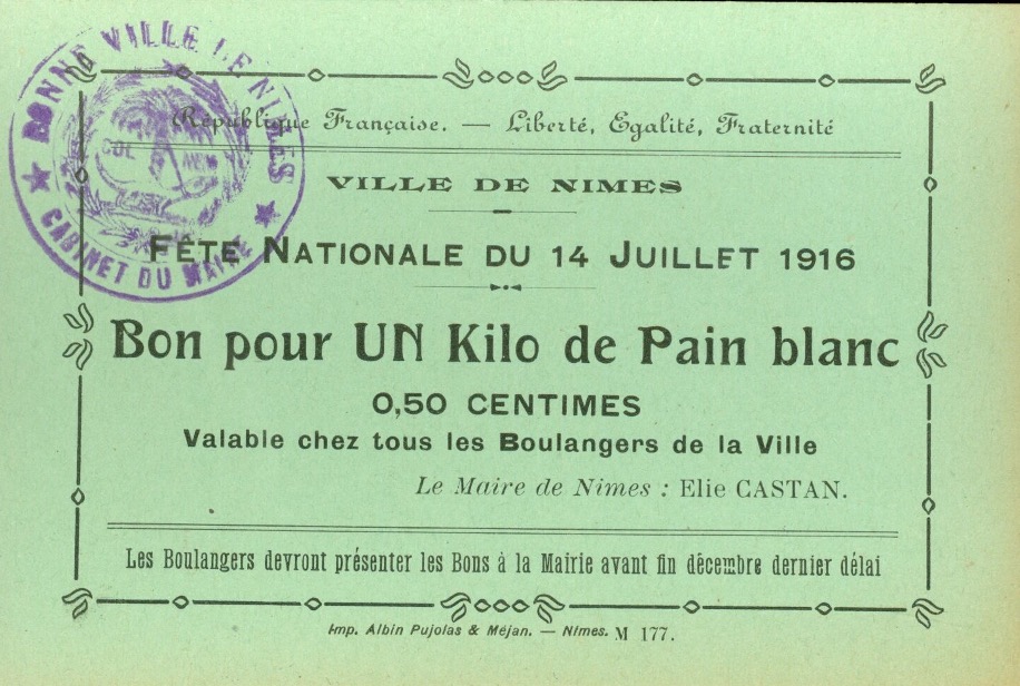Bon pour 1 Kilo de Pain 1916
