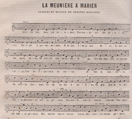 Chanson de « LA MEUNIÈRE À MARIER » 1875