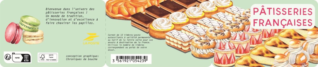 Timbres illustrés par des pâtisseries françaises